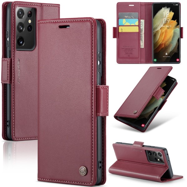 Pouzdro na Samsung Galaxy S21 Ultra CASEME smooth červené