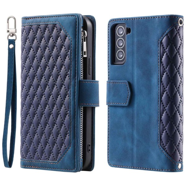 Pouzdro na Samsung Galaxy S21 FE Luxury Double Layer modré