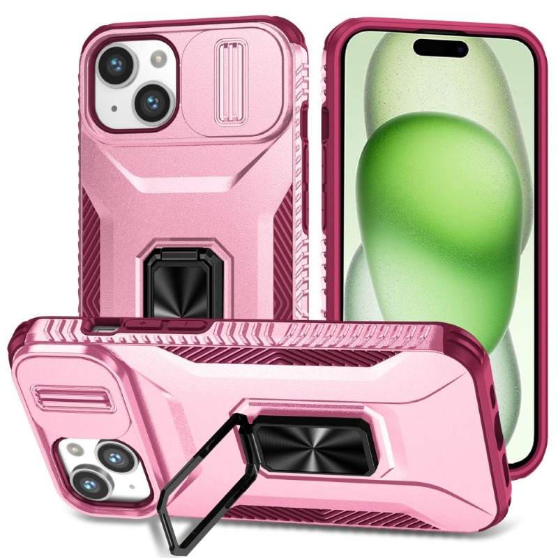 Kryt na iPhone 15 odolný s krytkou na fotoaparát vínový