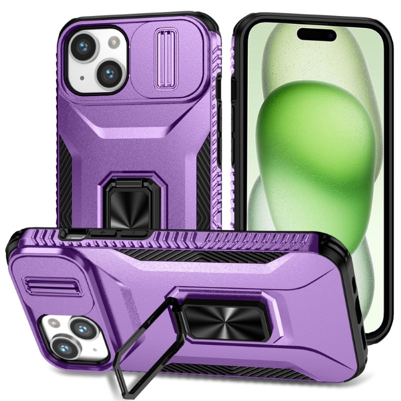 Kryt na iPhone 15 odolný s krytkou na fotoaparát fialový