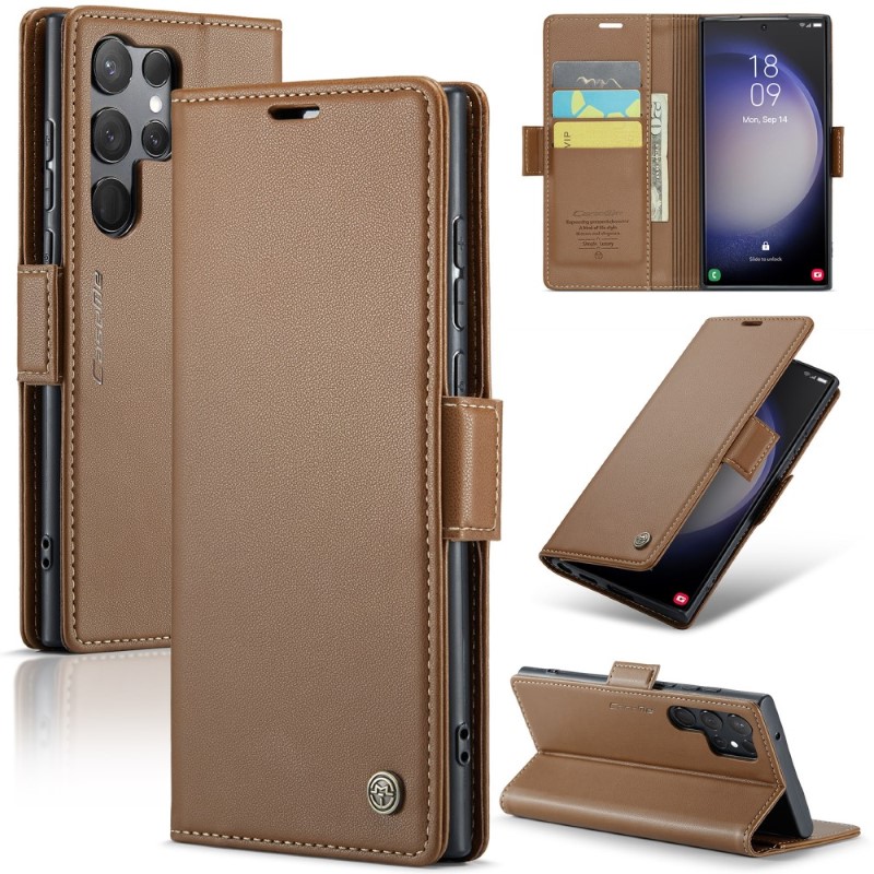 Pouzdro na Samsung Galaxy S24 Ultra CASEME smooth hnědé