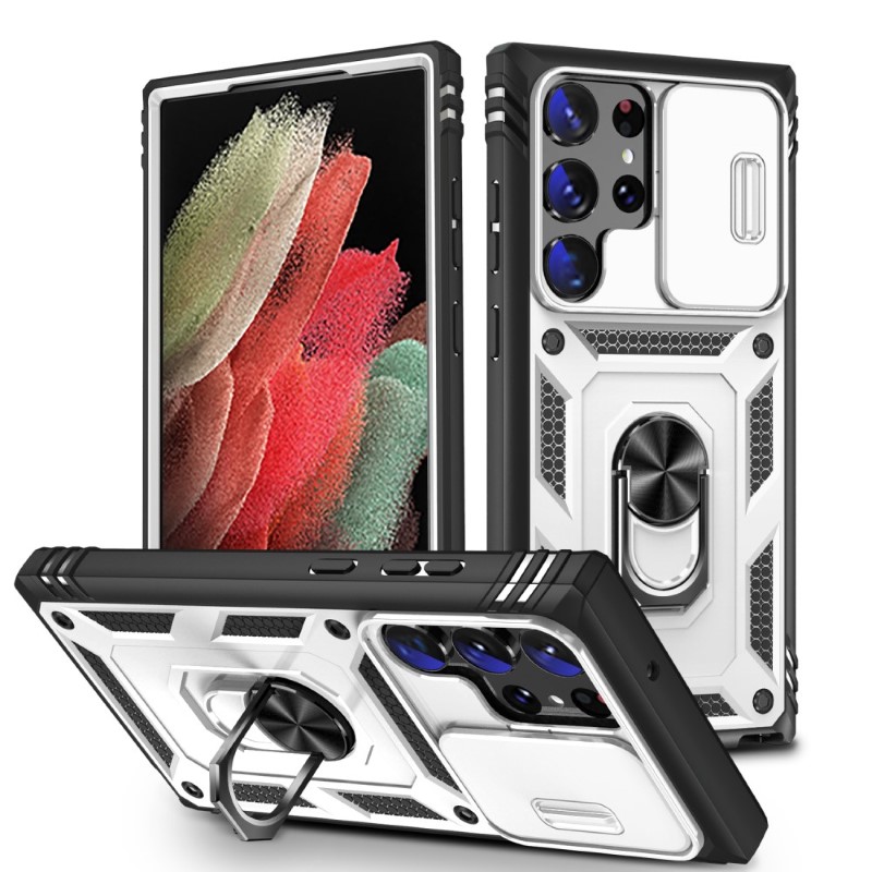 Kryt na Samsung Galaxy S24 Ultra odolný s krytkou na fotoaparát bílý