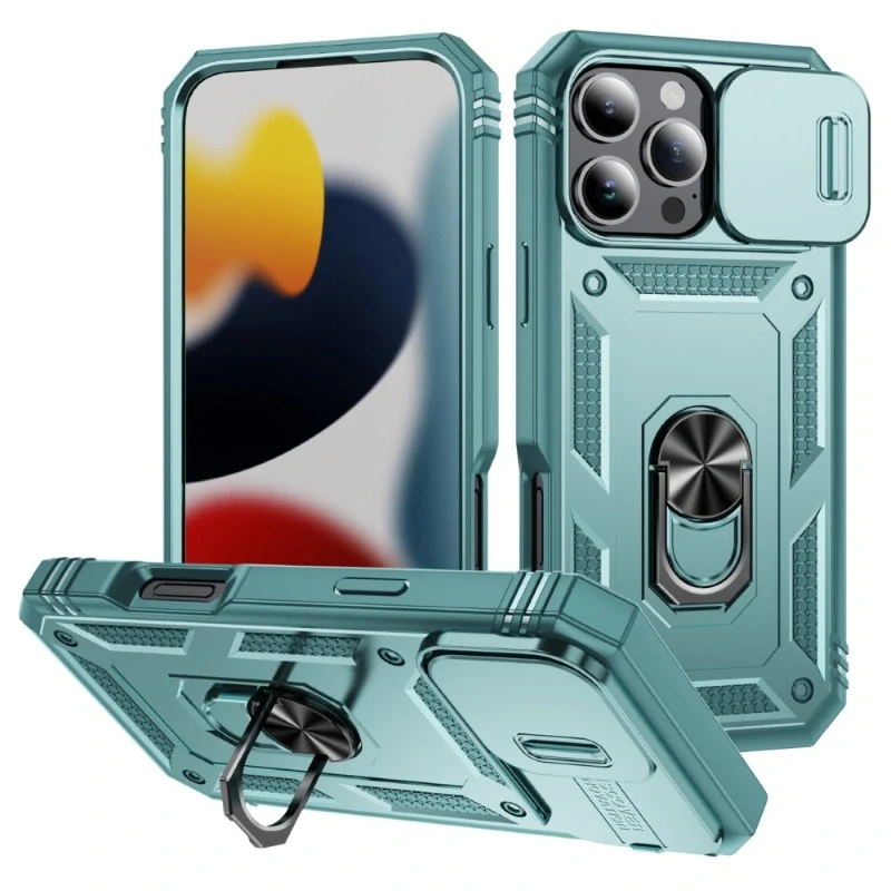 Kryt na iPhone 16 Pro odolný s krytkou na fotoaparát světle modrý