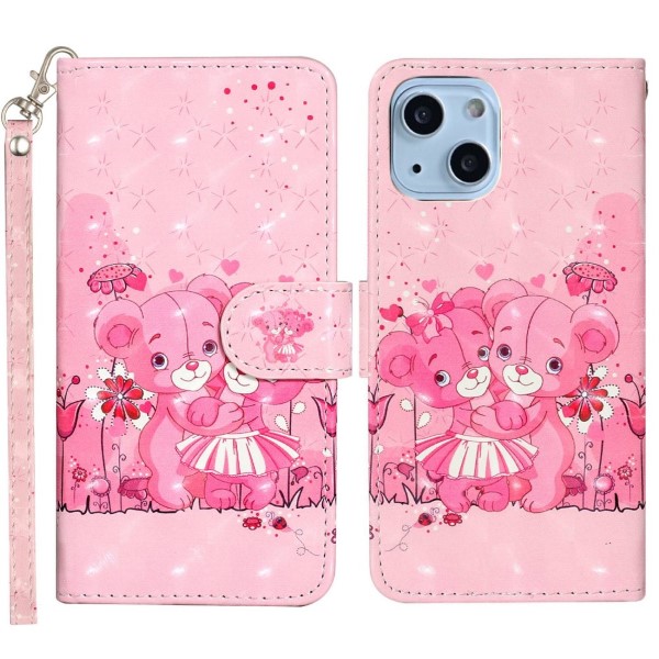 Pouzdro pro iPhone 14 Medvídek růžové