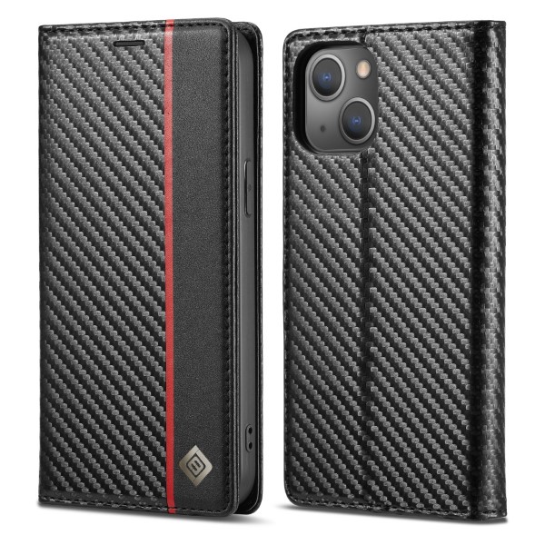 Pouzdro LC.IMEEKE pro iPhone 13 Carbon černé / červené