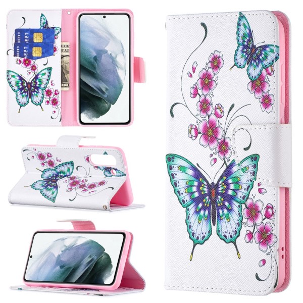 Pouzdro na Samsung Galaxy S21 FE Motýl bílé