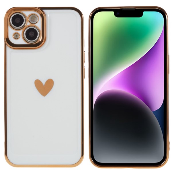 Kryt na iPhone 14 Plus Electroplated srdíčko bílý