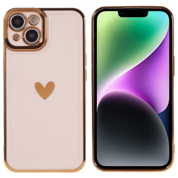 Kryt na iPhone 14 Plus Electroplated srdíčko růžový