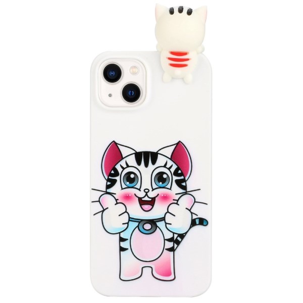 Kryt na iPhone 14 Plus 3D kotě bílý