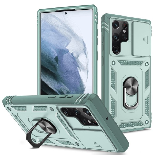 Kryt na Samsung Galaxy S22 Ultra odolný s krytkou na fotoaparát světle modrý