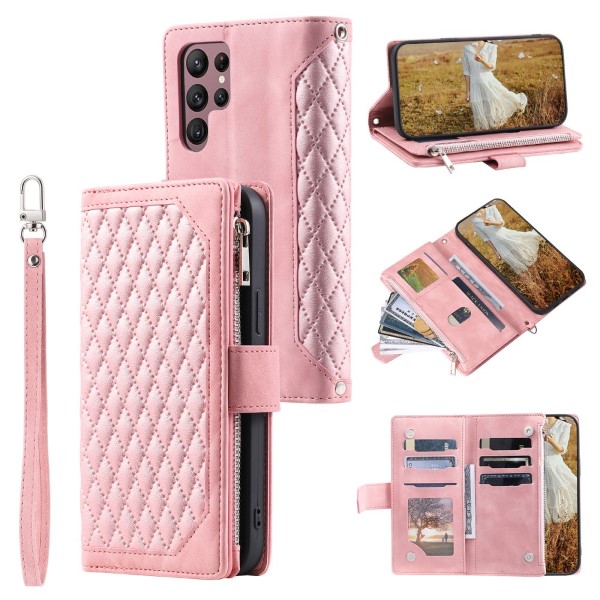 Pouzdro na Samsung Galaxy S23 Ultra Luxury Double Layer růžové