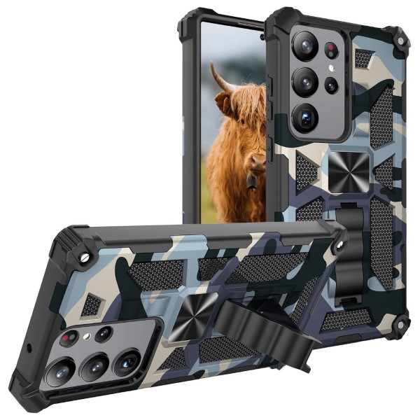 Kryt na Samsung Galaxy S23 Ultra odolný Camo světle modrý