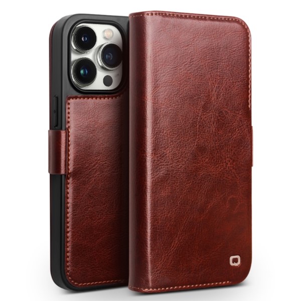 Pouzdro QIALINO na iPhone 15 Pro Max Kožené hnědé