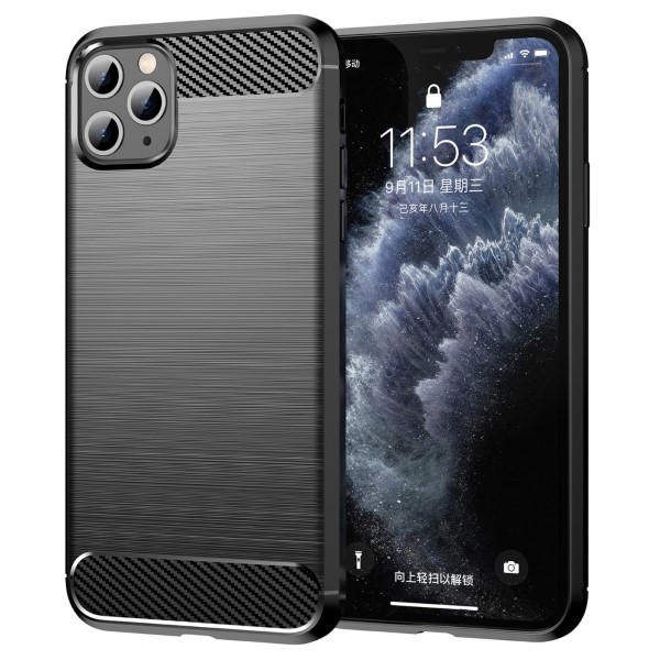 Kryt na iPhone 11 Pro Max gumový Carbon černý
