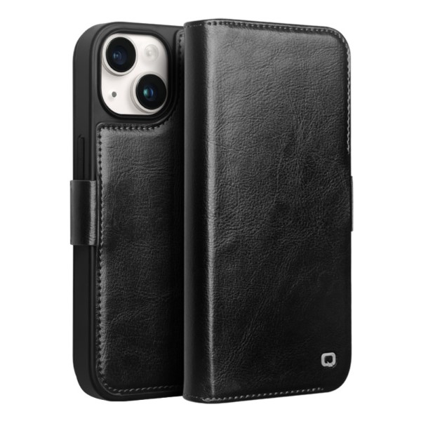Pouzdro QIALINO na iPhone 15 Kožené černé