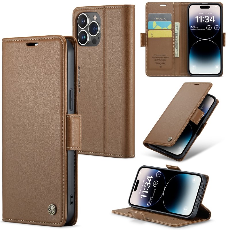 Pouzdro na iPhone 15 Pro Max CASEME Smooth hnědé
