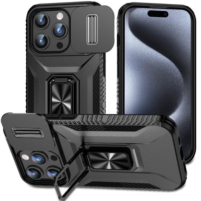 Kryt na iPhone 15 Pro Max odolný s krytkou na fotoaparát černý