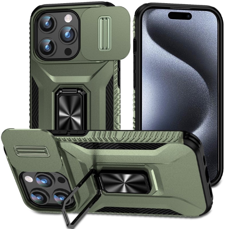 Kryt na iPhone 15 Pro Max odolný s krytkou na fotoaparát zelený