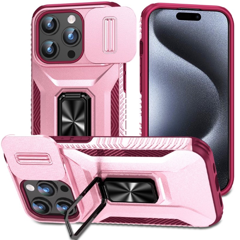 Kryt na iPhone 15 Pro Max odolný s krytkou na fotoaparát vínový
