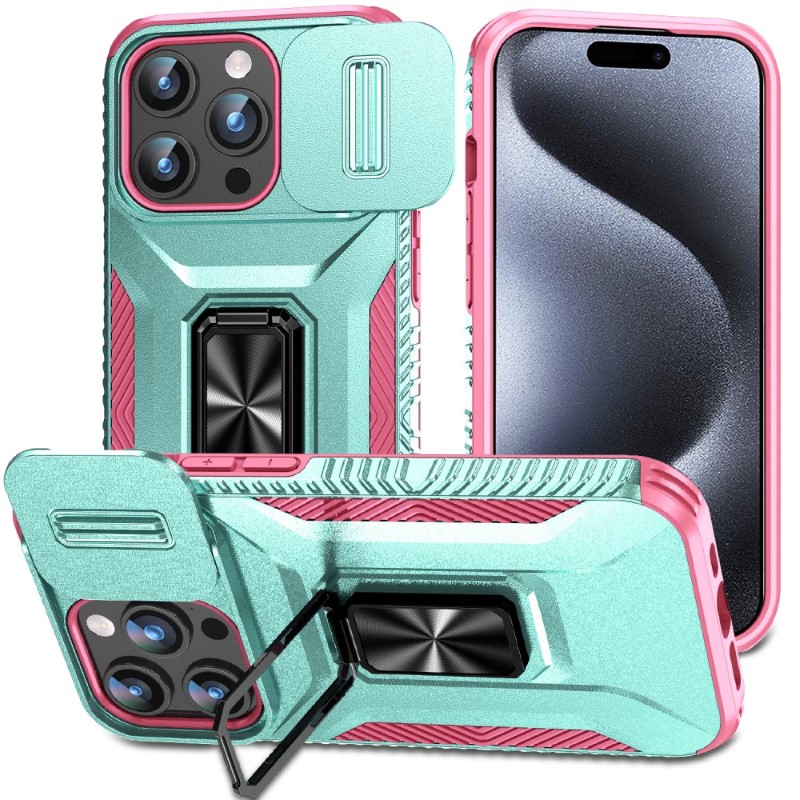 Kryt na iPhone 15 Pro Max odolný s krytkou na fotoaparát světle modrý