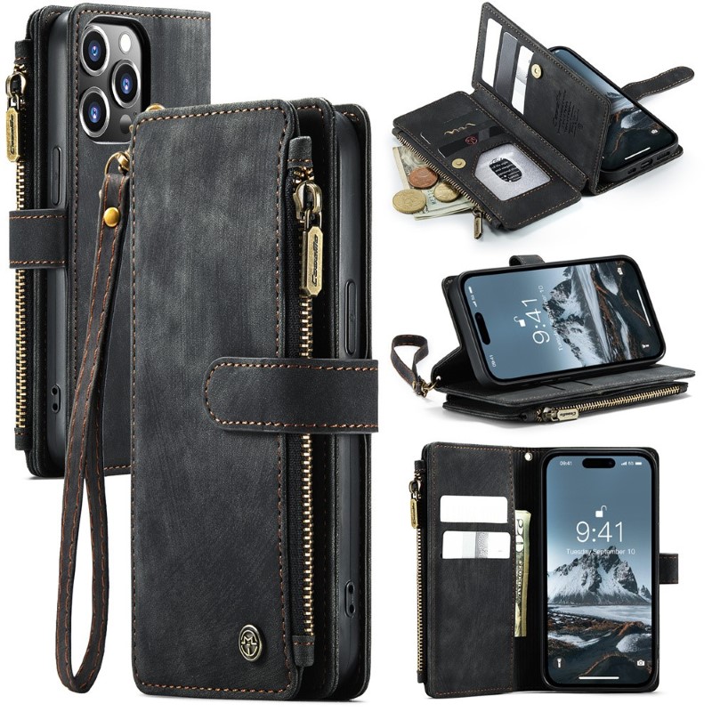 Pouzdro pro iPhone 15 Pro Max CASEME Luxury Double Layer černé