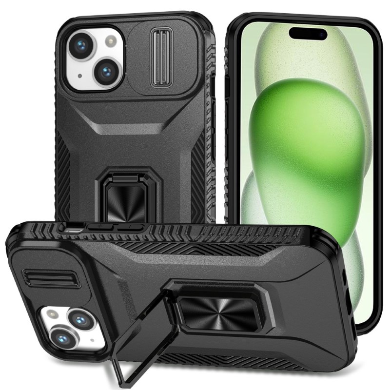 Kryt na iPhone 15 odolný s krytkou na fotoaparát černý
