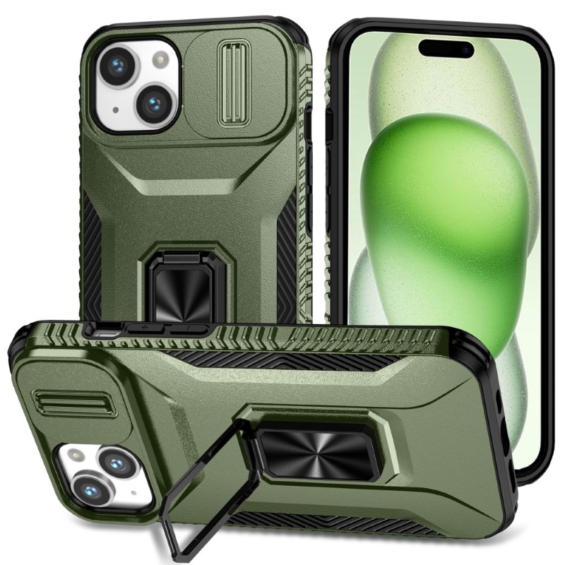 Kryt na iPhone 15 odolný s krytkou na fotoaparát zelený