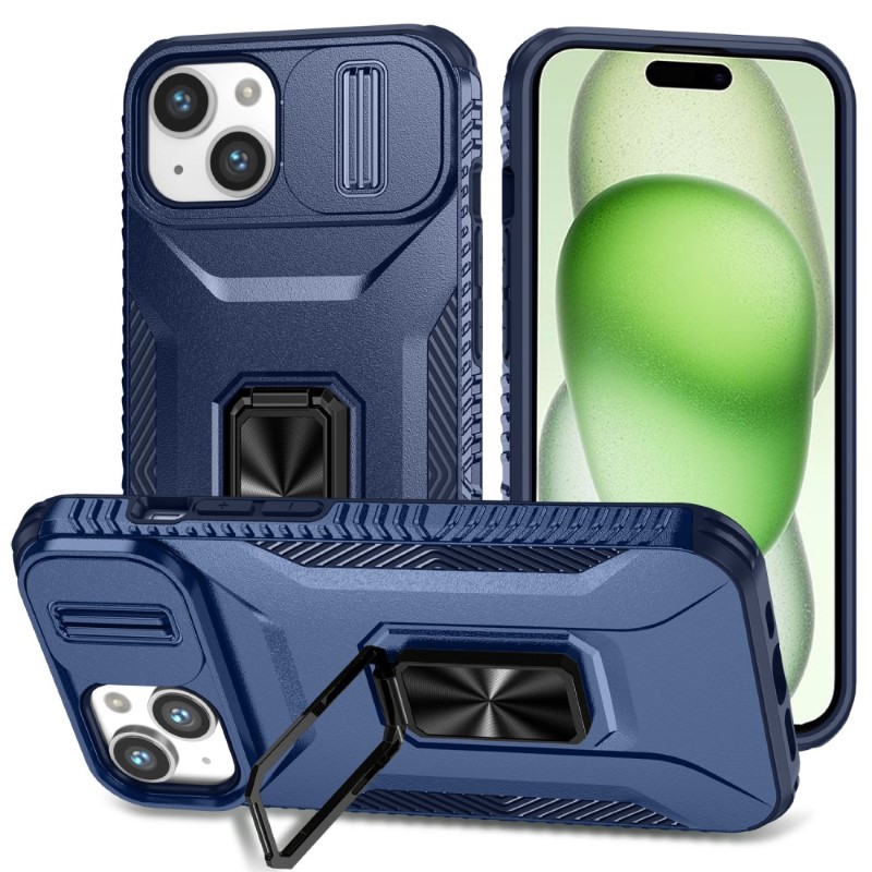 Kryt na iPhone 15 odolný s krytkou na fotoaparát tmavě modrý