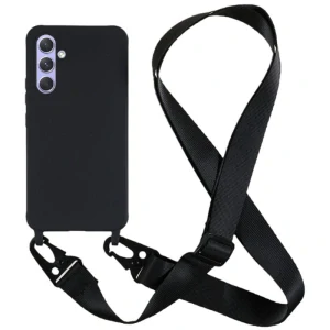 Kryt na Samsung Galaxy S24 gumový se šňůrkou na krk černý