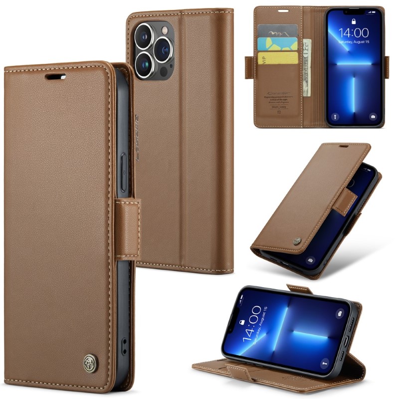 Pouzdro na iPhone 13 Pro CASEME smooth hnědé