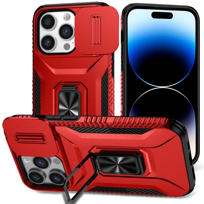 Kryt na iPhone 13 Pro odolný s krytkou na fotoaparát červený
