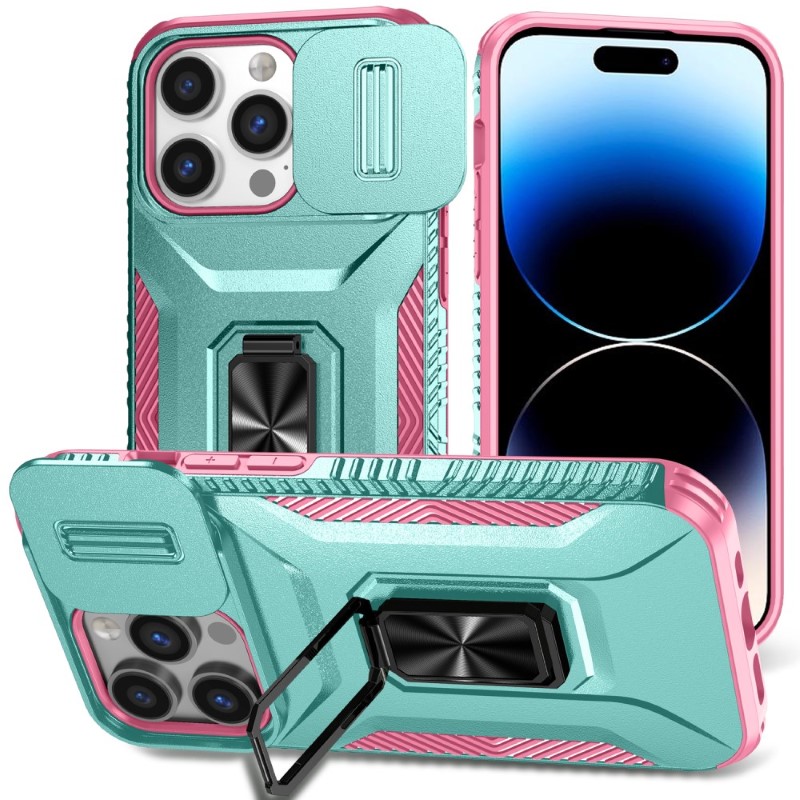 Kryt na iPhone 13 Pro odolný s krytkou na fotoaparát světle modrý