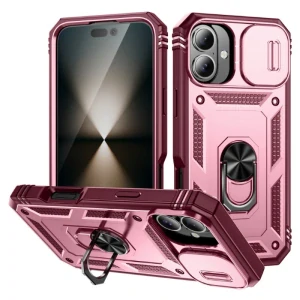 Kryt na iPhone 16 odolný s krytkou na fotoaparát vínový