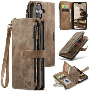 Pouzdro pro iPhone 16 CASEME Luxury Double Layer hnědé