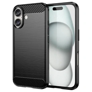 Kryt na iPhone 16 gumový Carbon černý