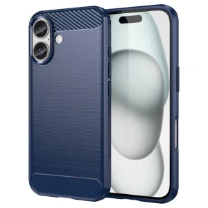 Kryt na iPhone 16 gumový Carbon modrý