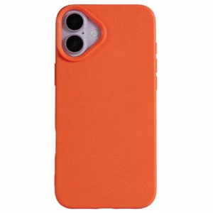 Kryt na iPhone 16 gumový Litchi oranžový