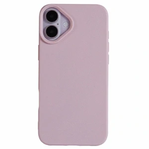 Kryt na iPhone 16 gumový Litchi světle růžový