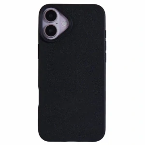 Kryt na iPhone 16 gumový Litchi černý