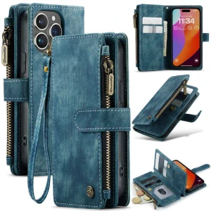 Pouzdro pro iPhone 16 Pro CASEME Luxury Double Layer modré