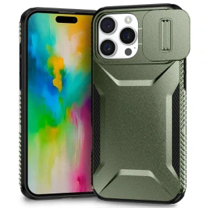 Kryt na iPhone 16 Pro s krytkou na fotoaparát zelený