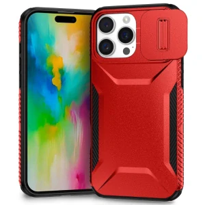 Kryt na iPhone 16 Pro Max s krytkou na fotoaparát červený