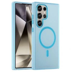 Kryt na Samsung Galaxy S24 Ultra gumový Magnetic  (podpora MagSafe)  modrý