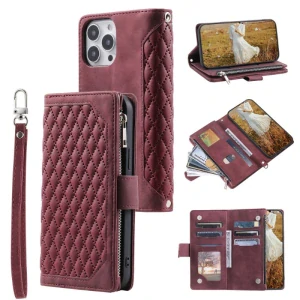 Pouzdro pro iPhone 15 Pro Luxury Double Layer vínové