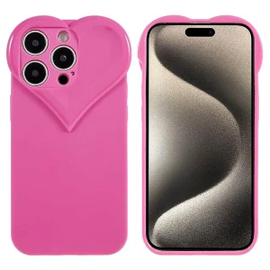 Kryt na iPhone 15 Pro gumový Srdce růžový