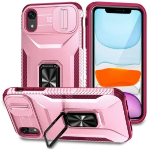 Kryt na iPhone Xr odolný s krytkou na fotoaparát vínový