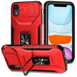 Kryt na iPhone Xr odolný s krytkou na fotoaparát červený