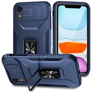 Kryt na iPhone Xr odolný s krytkou na fotoaparát tmavě modrý