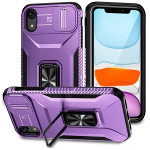 Kryt na iPhone Xr odolný s krytkou na fotoaparát fialový