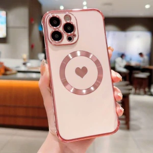Kryt na iPhone 13 Pro Srdíčko s podporou MagSafe růžový